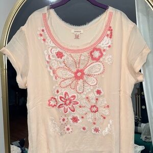 Sundance Floral Embroidered Short Sleeve Top
